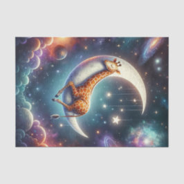 Celestial Baby Giraffe Schlafen auf dem Mond & den Seidenpapier
