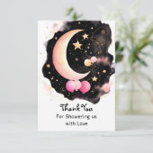 Celestial Baby Girl Dusche: Mond & Stars Freude Dankeskarte (Stehend Vorderseite)