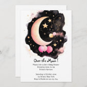 Celestial Baby Girl Dusche: Mond & Stars Freude Einladung (Vorne/Hinten)
