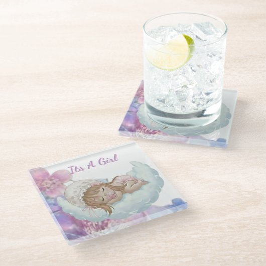 Celestial Baby shower Glasuntersetzer (Schrägansicht)