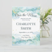 Celestial Baby Shower Invitation | Watercolor Moon Einladung (Stehend Vorderseite)