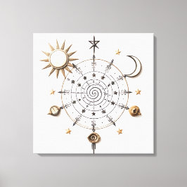 Celestial Balance Mandala Stretched Canvas Print Leinwanddruck