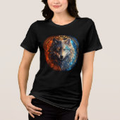 Celestial Balance Wolf – Fire and Ice Tri-Blend Shirt (Vorderseite)