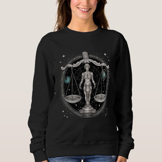 Celestial Balance Zodiac Scales in Astral Splendor Sweatshirt (Vorderseite)
