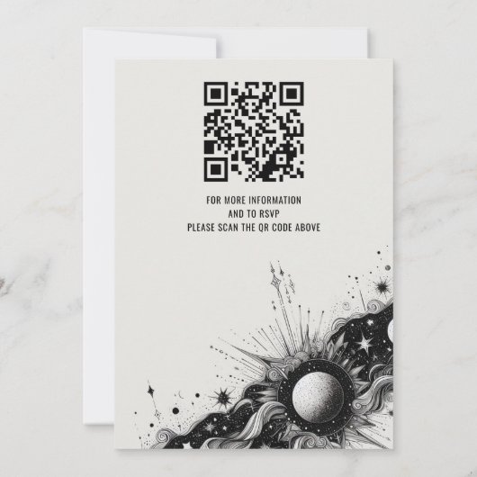 Celestial Band Hochzeit Einladung mit QR-Code (Rückseite)