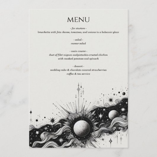 Celestial Band Wedding Menükarte (Vorderseite)