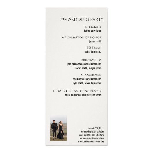 Celestial Band Wedding Program Werbekarte (Hinten)