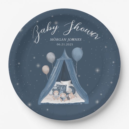 Celestial Bear Baby Shower Plakat Pappteller (Vorderseite)