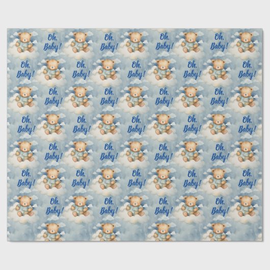 Celestial Bear Oh Baby Boy Baby Dusche Geschenkpapier (Flach)