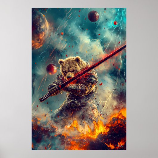 Celestial Bear Warrior - Kosmischer Samurai Guardi Poster (Vorne)