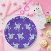 Celestial Beauty Blue Pegasus im Lila Hintergrund Pappteller (Party)
