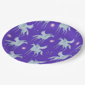 Celestial Beauty Blue Pegasus im Lila Hintergrund Pappteller (Schrägansicht)