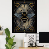 Celestial Bee Poster - Gotische botanische Insekte (Heimbüro)
