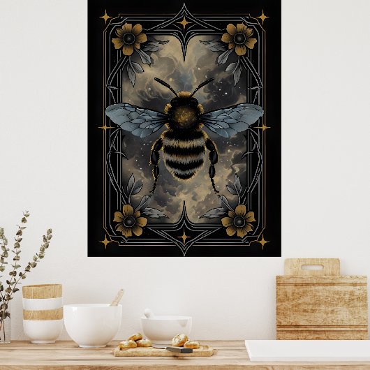 Celestial Bee Poster - Gotische botanische Insekte (Küche)