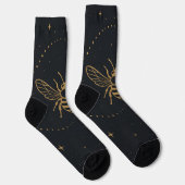 Celestial Bee Trail – Elegant Cosmic Gold Design Socken (Rechts)