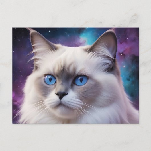 Celestial Birman Cat Portrait Postkarte (Vorderseite)