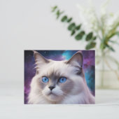 Celestial Birman Cat Portrait Postkarte (Stehend Vorderseite)