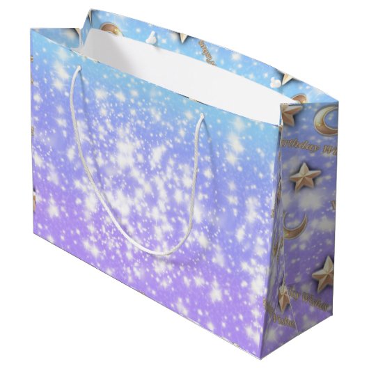Celestial Birthday Geschenktasche | Starry Night D Große Geschenktüte (Rückseite Schrägansicht)
