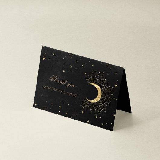 Celestial Black and Gold Stars Danke Karte