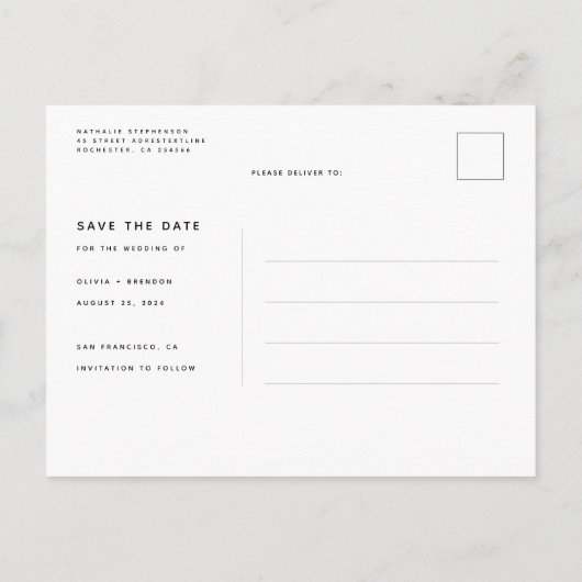 Celestial Black and Gold Stars Save the Date Ankündigungspostkarte (Rückseite)