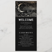 Celestial Black and Gold Wedding Programs Programm (Vorderseite)