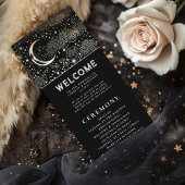 Celestial Black and Gold Wedding Programs Programm