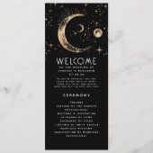 Celestial Black and Gold Wedding Programs Programm (Vorderseite)