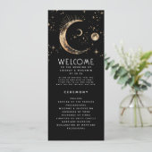 Celestial Black and Gold Wedding Programs Programm (Stehend Vorderseite)