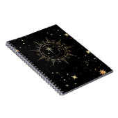 Celestial Black and Imitate Gold Moon Sun Stars Notizblock (Rechte Seite)