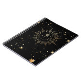 Celestial Black and Imitate Gold Moon Sun Stars Notizblock (Linke Seite)