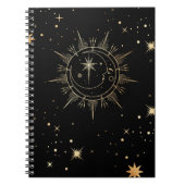 Celestial Black and Imitate Gold Moon Sun Stars Notizblock (Vorderseite)