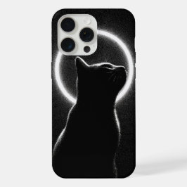 Celestial Black Cat Lunar Halo Phone Case iPhone 15 Pro Max Hülle