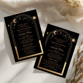 Celestial Black Gold Bilingual Spanish Quinceañera Einladung