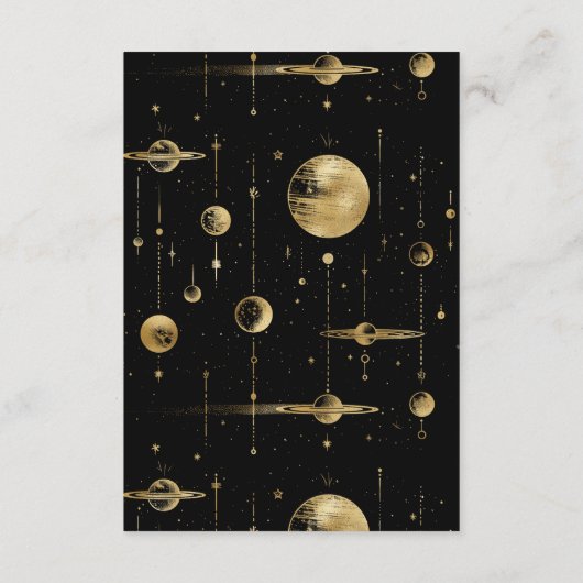 Celestial Black Gold Crescent Moon Phasen Hochzeit Begleitkarte (Rückseite)