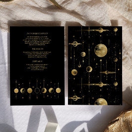 Celestial Black Gold Crescent Moon Phasen Hochzeit Begleitkarte