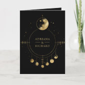 Celestial Black Gold Crescent Moon Phases Wedding Einladung (Vorderseite)