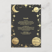 Celestial Black Gold Crescent Moon Wedding Begleitkarte (Vorderseite)