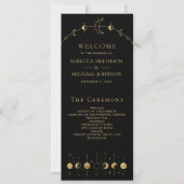 Celestial Black Gold Crescent Moon Wedding Program (Vorderseite)