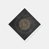 Celestial Black Gold Floral Skull Gothic Halloween Serviette (Ecke)