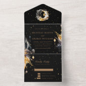 Celestial Black Gold Hochzeit alles in einer Einla All In One Einladung (Innen Boden)