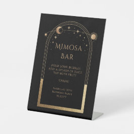 Celestial Black Gold Mimosa Bar Sun Moon Stars Sockelschild