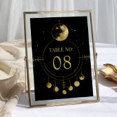 Celestial Black Gold Moon Phasen Hochzeit Tischnummer