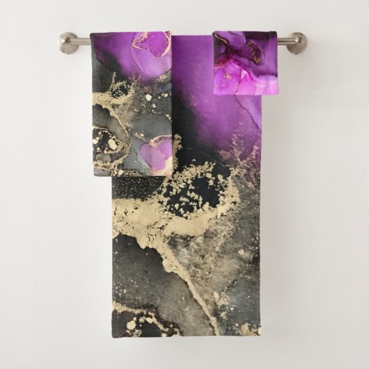 Celestial Black Gold Pink Badetuch Set (Insitu)