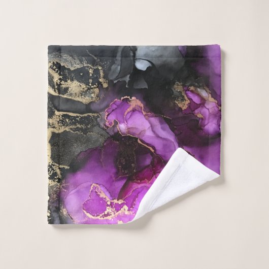 Celestial Black Gold Pink Badetuch Set (Waschlappen)