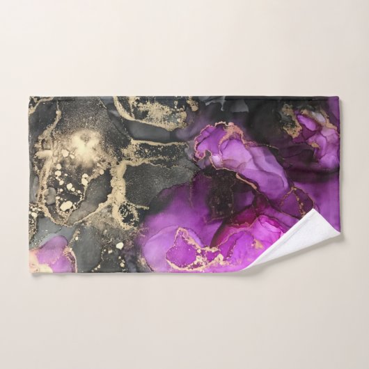 Celestial Black Gold Pink Badetuch Set (Handtuch)