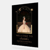 Celestial Black Gold Quinceñera Geburtstag Willkom Acrylschild (Winkel)