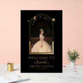 Celestial Black Gold Quinceñera Geburtstag Willkom Acrylschild (Hochzeit)