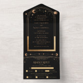 Celestial Black Gold Sun Moon Astronomie Hochzeit All In One Einladung (Innen Boden)