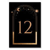 Celestial Black Gold Sun Moon Astronomie Hochzeit Tischnummer (Rückseite)