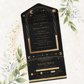 Celestial Black Gold Sun Moon Celestial Wedding All In One Einladung